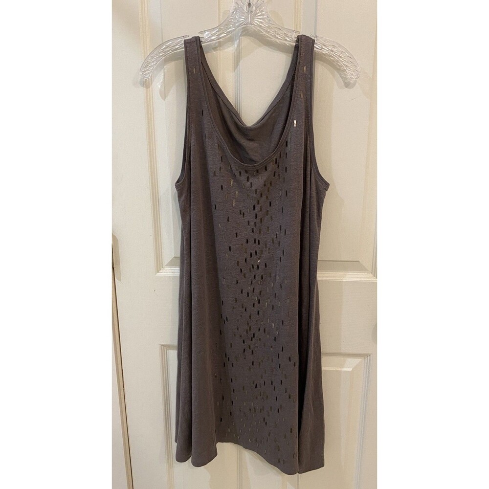 Eileen Fisher 100% Linen Sleeveless Tank Dress Womens Size Medium Gray Sequins